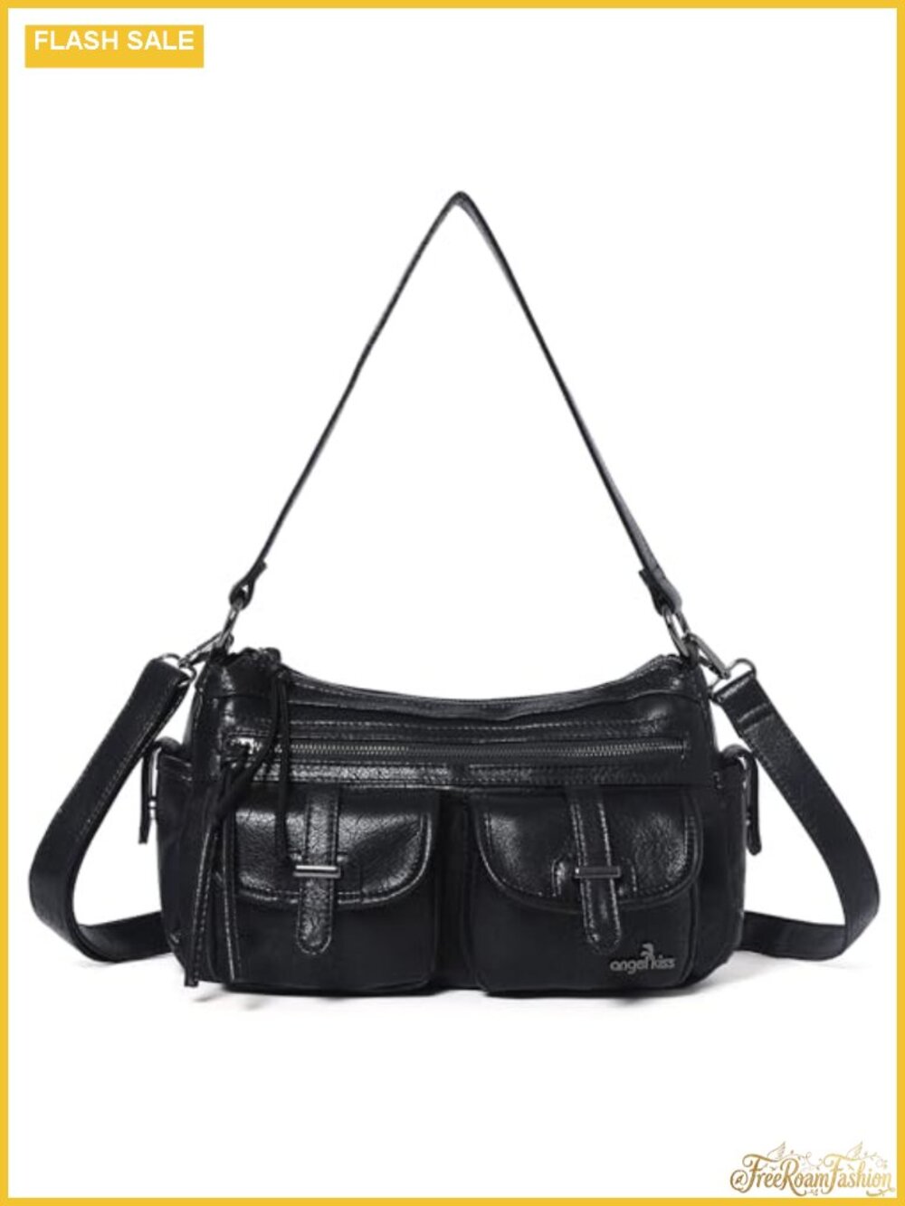 Vegan Leather Hobo Bag Crossbody Shoulder Purse Multi Pockets Adjustable Strap
